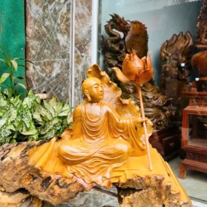 ia-tang-bo-G5973-3 Tượng Địa Tạng Bồ Tát Gỗ Lũa Xá Xị Thơm Liền Khối G5973