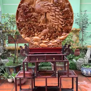 ia-tranh-chim-cong-uyen-uong-h_02d8c621 Tượng Đĩa Tranh Chim Công Uyên Ương Hàng Đục Tay Kỹ Sắc Nét Gỗ Gõ Đỏ Hàng Liền Nguyên Tấm G5363
