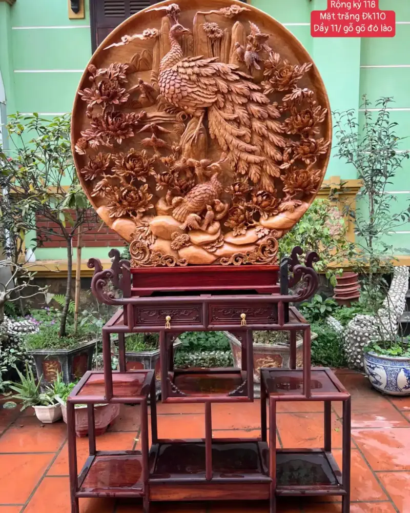 ia-tranh-chim-cong-uyen-uong-h_02d8c621 Tượng Đĩa Tranh Chim Công Uyên Ương Hàng Đục Tay Kỹ Sắc Nét Gỗ Gõ Đỏ Hàng Liền Nguyên Tấm G5363