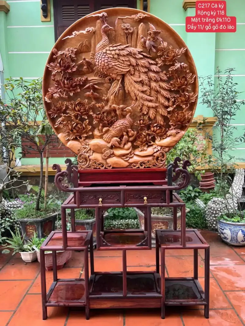 ia-tranh-chim-cong-uyen-uong-h_02d8c621 Tượng Đĩa Tranh Chim Công Uyên Ương Hàng Đục Tay Kỹ Sắc Nét Gỗ Gõ Đỏ Hàng Liền Nguyên Tấm G5363