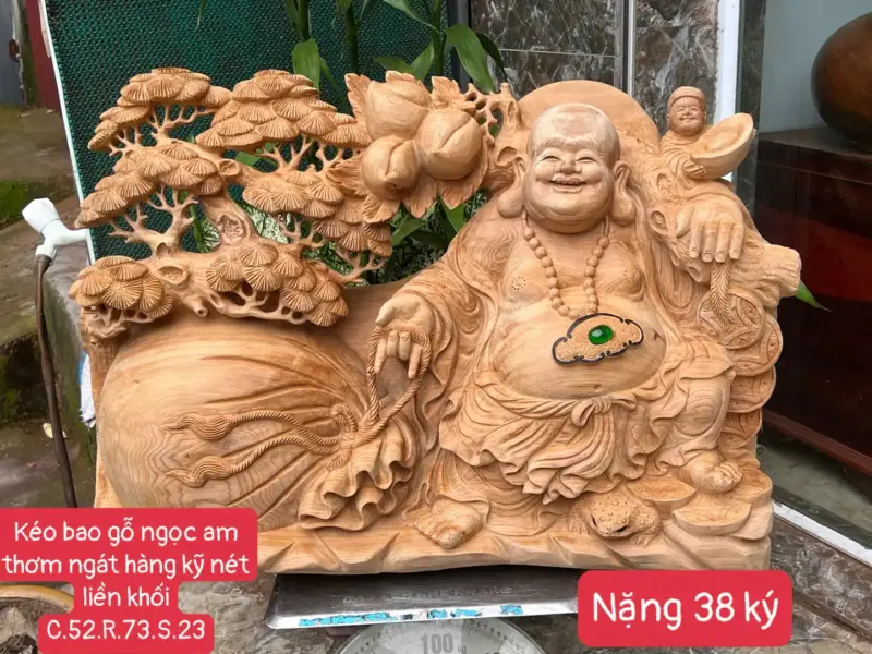 keo-bao-go-G5686-1 Tượng Di Lặc Kéo Bao Gỗ Ngọc Am Thơm Hàng Kỹ Nét Liền Khối G5686