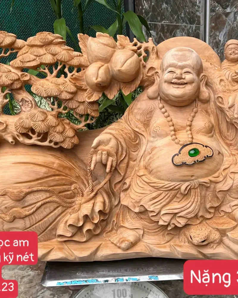 keo-bao-go-G6317-1 Tượng Di Lặc Kéo Bao Gỗ Ngọc Am Thơm Hàng Kỹ Nét Liền Khối G6317