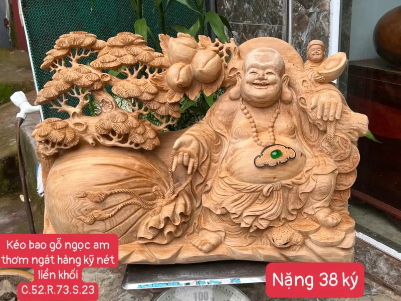 keo-bao-go-G6317-1 Tượng Di Lặc Kéo Bao Gỗ Ngọc Am Thơm Hàng Kỹ Nét Liền Khối G6317