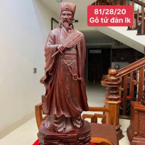 khong-minh-go-G6010-1 Tượng Khổng Minh Gỗ Tử Đàn Liền Khối G6010