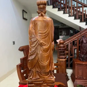 khong-minh-go-G6065-6 Tượng Khổng Minh Gỗ Ngọc Am Liền Khối G6065