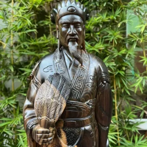 khong-minh-go-mun-hoa-G6310-2 Tượng Khổng Minh Gỗ Mun Hoa Hàng Đẹp Liền Khối G6310