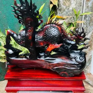 ky-lan-go-G5687-5 Tượng Kỳ Lân Gỗ Trắc Ta Đỏ Đen Vip G5687