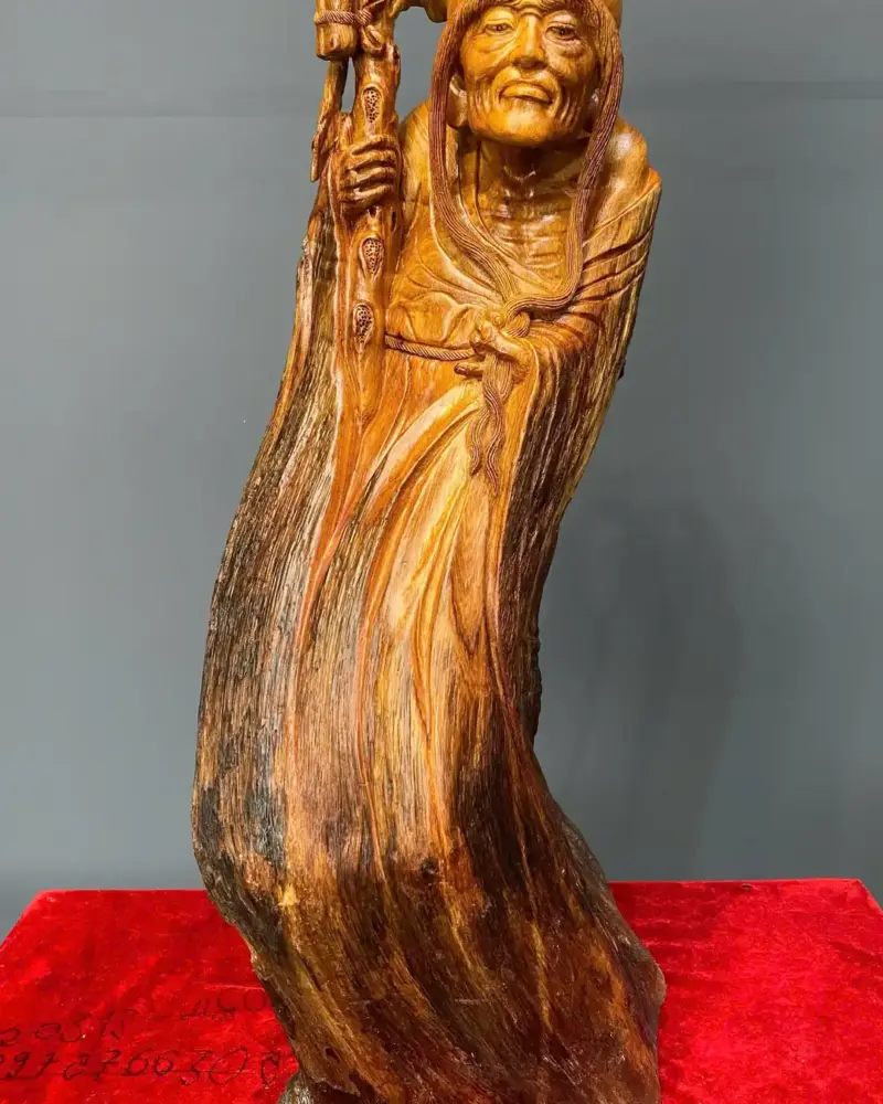 la-han-truong-mi-go-huong-ta-G5423-1 Tượng La Hán Trường Mi Gỗ Hương Ta Liền Khối G5423