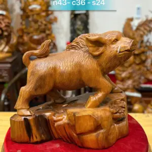 lon-rung-go-ngoc-am-G5486-1 Tượng Lợn Rừng Gỗ Ngọc Am Liền Khối G5486