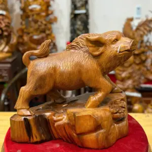 lon-rung-go-ngoc-am-G5486-3 Tượng Lợn Rừng Gỗ Ngọc Am Liền Khối G5486
