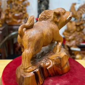 lon-rung-go-ngoc-am-G5486-4 Tượng Lợn Rừng Gỗ Ngọc Am Liền Khối G5486
