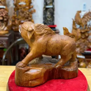 lon-rung-go-ngoc-am-G5486-5 Tượng Lợn Rừng Gỗ Ngọc Am Liền Khối G5486