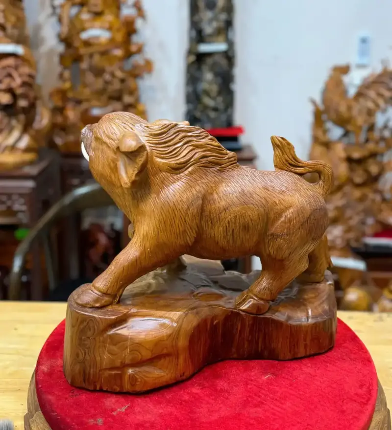 lon-rung-go-ngoc-am-G5486-5 Tượng Lợn Rừng Gỗ Ngọc Am Liền Khối G5486