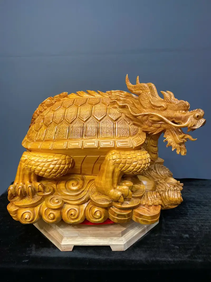 long-quy-go-ngoc-am-G5471-2 Tượng Long Quy Gỗ Ngọc Am Liền Khối G5471
