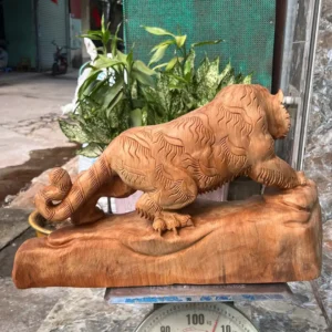 manh-ho-go-G6289-3 Tượng Mãnh Hổ Gỗ Ngọc Am Thơm Nức Hàng Kỹ Nét Liền Khối G6289