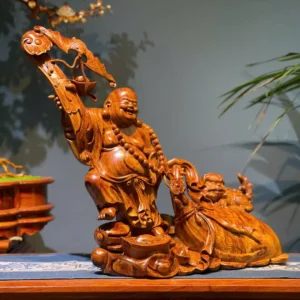 ngai-di-lac-G6014-4 Tượng Ngài Di Lạc Gỗ Cẩm Siêu Vân Chun Sụn Liền Khối G6014