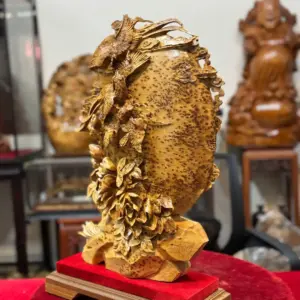 ngu-ieu-chau-nguyet-go-nu-ngoc-G5336-2 Tượng Ngũ Điểu Chầu Nguyệt Gỗ Nu Ngọc Am Hàng Kỹ Đẹp Liền Khối G5336