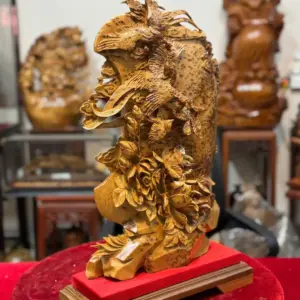ngu-ieu-chau-nguyet-go-nu-ngoc-G5336-4 Tượng Ngũ Điểu Chầu Nguyệt Gỗ Nu Ngọc Am Hàng Kỹ Đẹp Liền Khối G5336