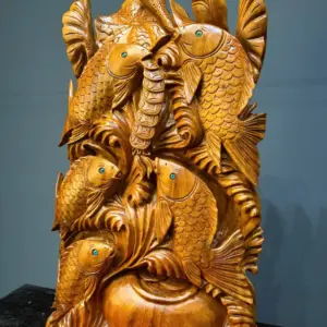 ngu-ngu-quan-hoi-go-ngoc-am-G5428-2 Tượng Ngũ Ngư Quần Hội Gỗ Ngọc Am Liền Khối G5428