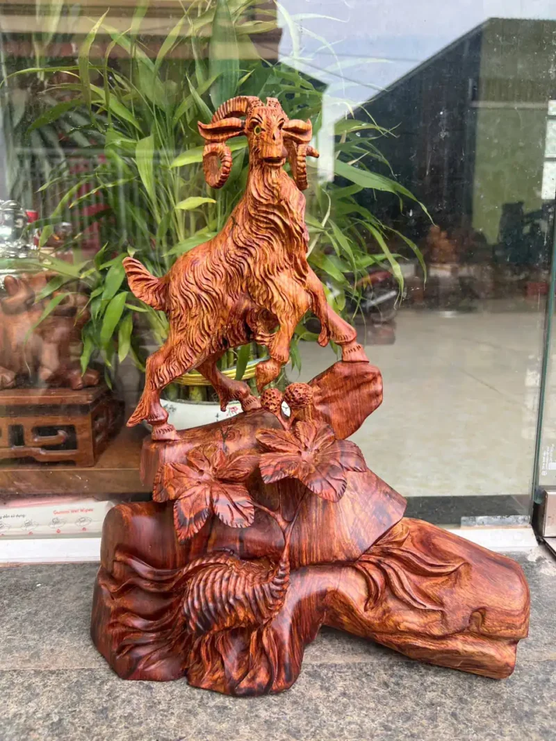 nhat-duong-go-G5914-3 Tượng Nhất Dương Gỗ Sưa Vân Tím Đẹp G5914