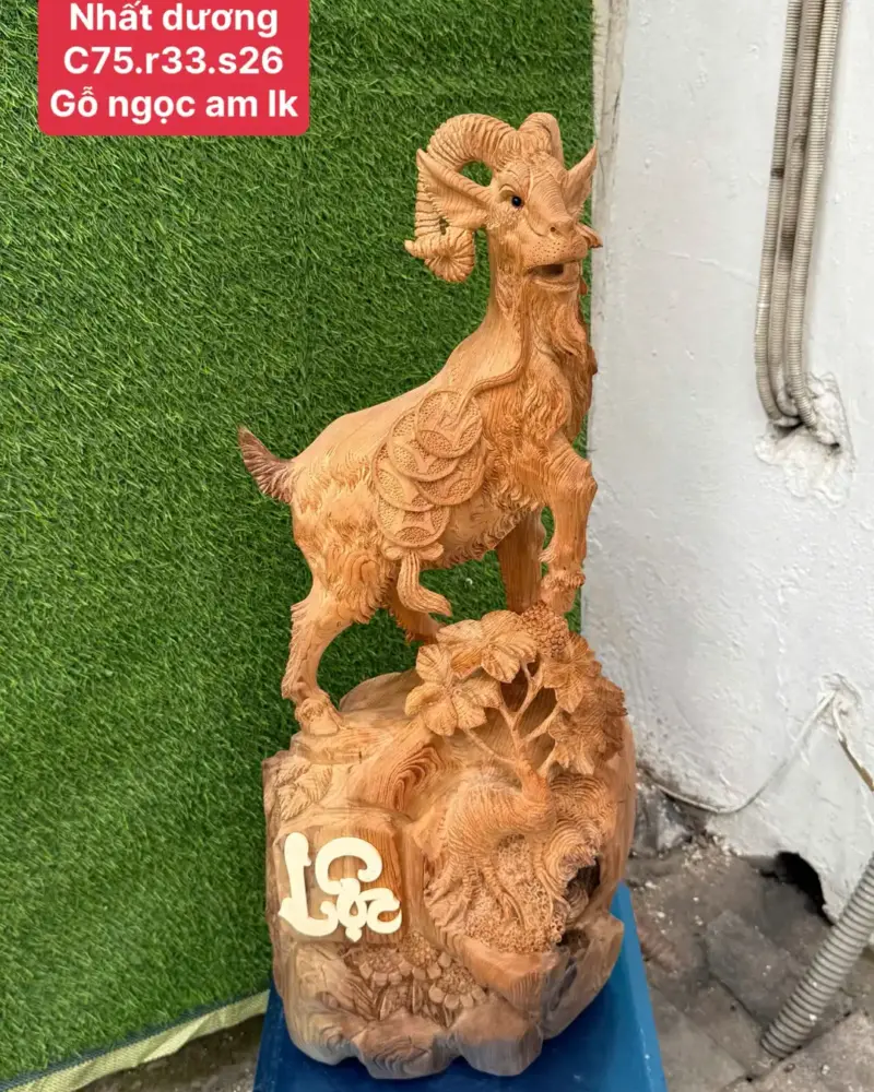 nhat-duong-go-ngoc-am-G5694-1 Tượng Nhất Dương Gỗ Ngọc Am Liền Khối G5694