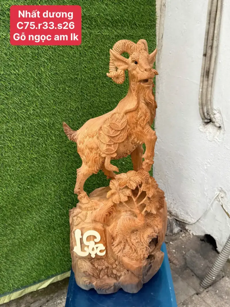 nhat-duong-go-ngoc-am-G5694-1 Tượng Nhất Dương Gỗ Ngọc Am Liền Khối G5694