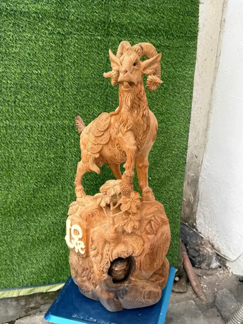 nhat-duong-go-ngoc-am-G5694-3 Tượng Nhất Dương Gỗ Ngọc Am Liền Khối G5694