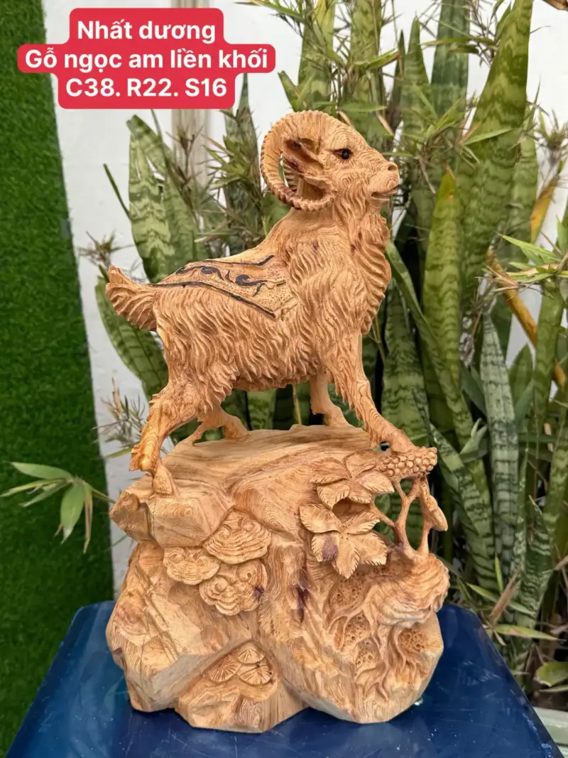 nhat-duong-go-ngoc-am-G5696-1 Tượng Nhất Dương Gỗ Ngọc Am Liền Khối Hàng Nhiều Dầu Thơm Nức G5696