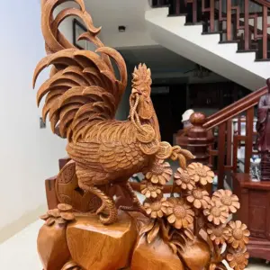 nhat-ke-go-G5475-2 Tượng Nhất Kê Gỗ Ngọc Am Liền Khối G5475