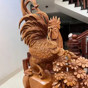 nhat-ke-go-G5475-4 Tượng Nhất Kê Gỗ Ngọc Am Liền Khối G5475
