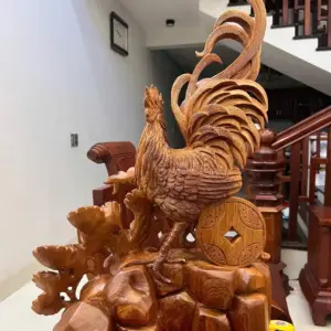 nhat-ke-go-G5475-5 Tượng Nhất Kê Gỗ Ngọc Am Liền Khối G5475