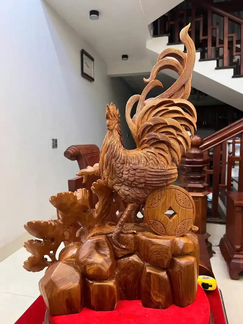 nhat-ke-go-G5475-5 Tượng Nhất Kê Gỗ Ngọc Am Liền Khối G5475