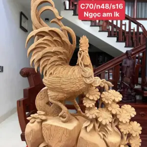 nhat-ke-go-G5587-1 Tượng Nhất Kê Gỗ Ngọc Am Liền Khối Có Sơn G5587