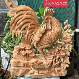 nhat-ke-go-G5699-1 Tượng Nhất Kê Gỗ Ngọc Am Thơm Nức Hàng Kỹ Nét Liền Khối G5699
