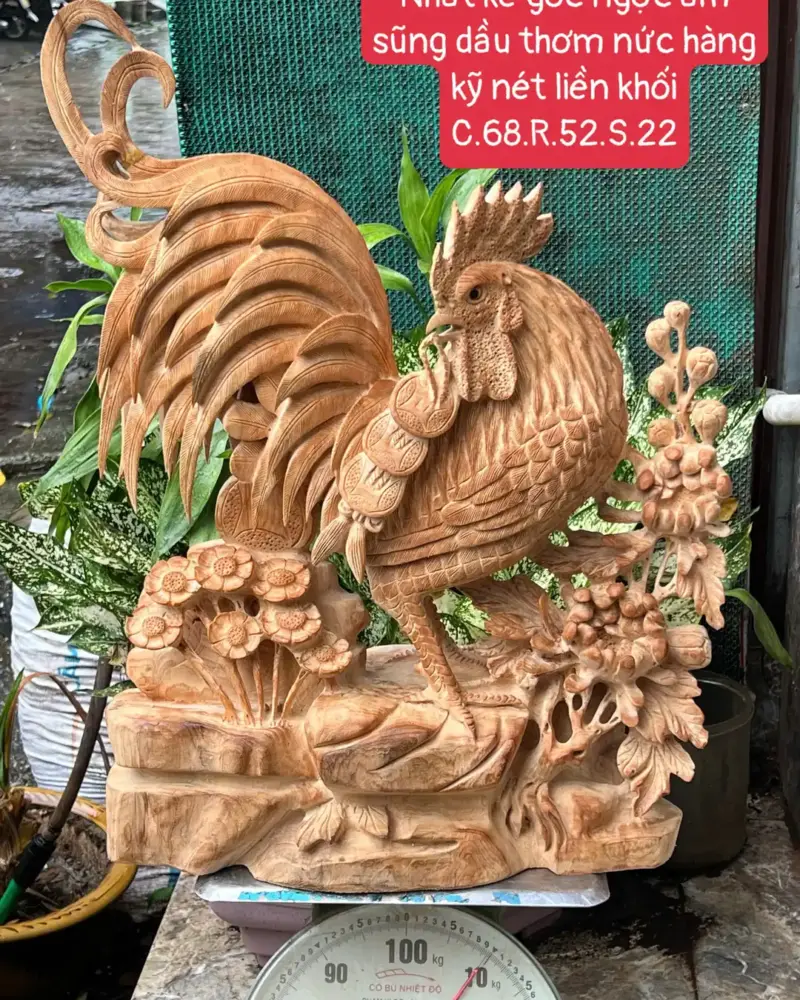 nhat-ke-go-G5699-1 Tượng Nhất Kê Gỗ Ngọc Am Thơm Nức Hàng Kỹ Nét Liền Khối G5699