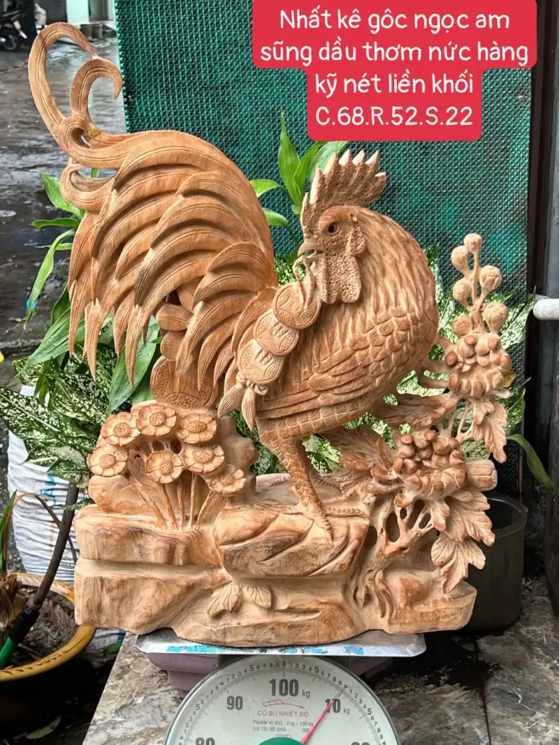nhat-ke-go-G5699-1 Tượng Nhất Kê Gỗ Ngọc Am Thơm Nức Hàng Kỹ Nét Liền Khối G5699
