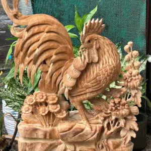 nhat-ke-go-G5699-2 Tượng Nhất Kê Gỗ Ngọc Am Thơm Nức Hàng Kỹ Nét Liền Khối G5699