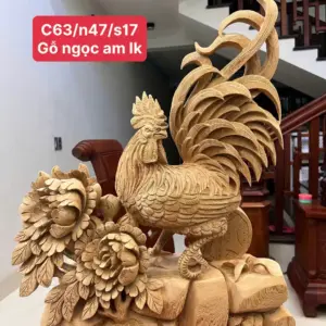 nhat-ke-go-G5772-1 Tượng Nhất Kê Gỗ Ngọc Am To Đẹp Liền Khối G5772