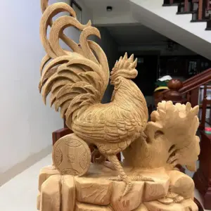 nhat-ke-go-G5772-3 Tượng Nhất Kê Gỗ Ngọc Am To Đẹp Liền Khối G5772