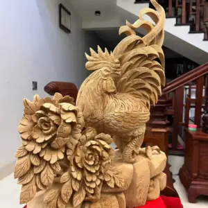 nhat-ke-go-G5772-5 Tượng Nhất Kê Gỗ Ngọc Am To Đẹp Liền Khối G5772
