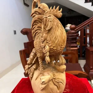 nhat-ke-go-G5830-6 Tượng Nhất Kê Gỗ Ngọc Am Liền Khối Có Sơn G5830