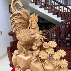 nhat-ke-go-G5831-5 Tượng Nhất Kê Gỗ Ngọc Am Liền Khối Có Sơn G5831