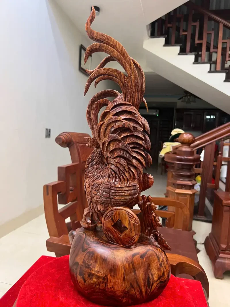 nhat-ke-go-G5880-5 Tượng Nhất Kê Gỗ Sưa Bắc Liền Khối Hàng Nghệ Nhân Tắc Kê Chế Tác Gỗ Già Vân Tím Lịm G5880