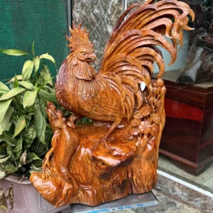 nhat-ke-go-G6290-2 Tượng Nhất Kê Gỗ Hương Ta Gia Lai Hàng Kỹ Nét Liền Khối G6290
