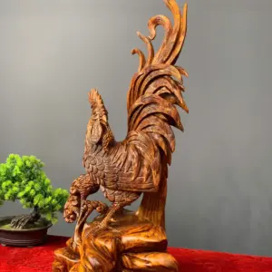 nhat-ke-go-sua-o-G5429-2 Tượng Nhất Kê Gỗ Sưa Đỏ Liền Khối G5429