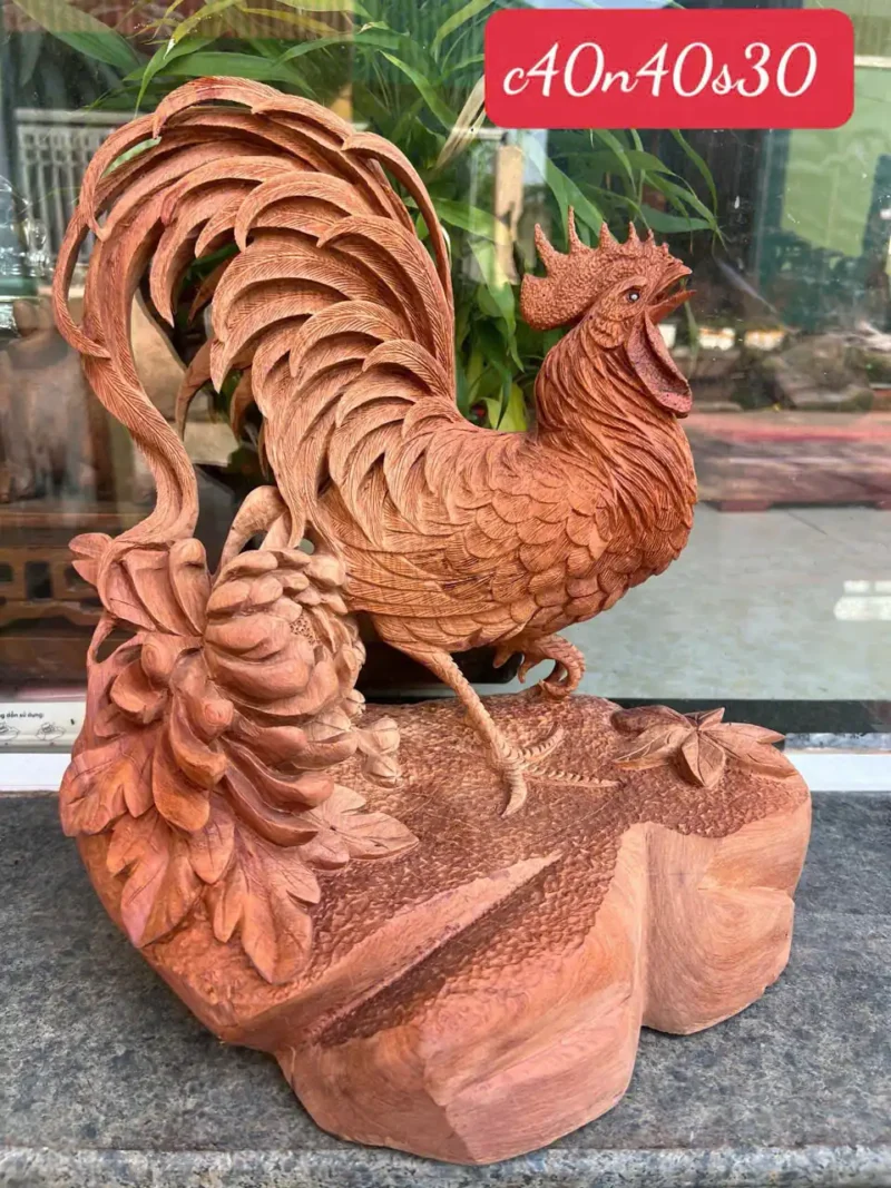 nhat-ke-huong-G6229-1 Tượng Nhất Kê Hương Ta Liền Khối 99 Hàng Đục Kỹ Sắc Nét Sẵn G6229