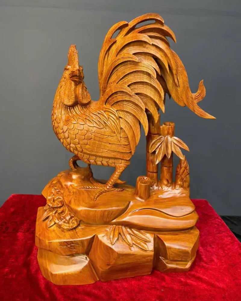 nhat-ke-kim-tien-go-huong-ta-G6168-1 Tượng Nhất Kê Kim Tiền Gỗ Hương Ta Liền Khối G6168