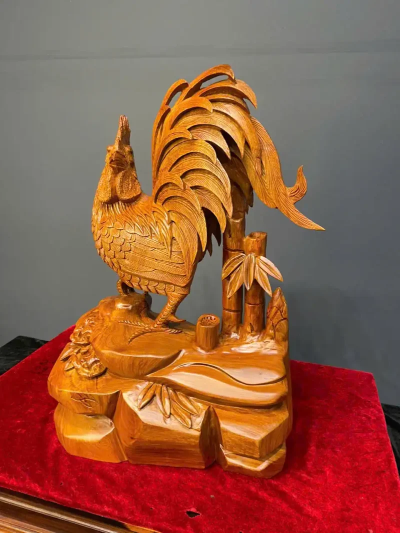 nhat-ke-kim-tien-go-huong-ta-G6168-2 Tượng Nhất Kê Kim Tiền Gỗ Hương Ta Liền Khối G6168
