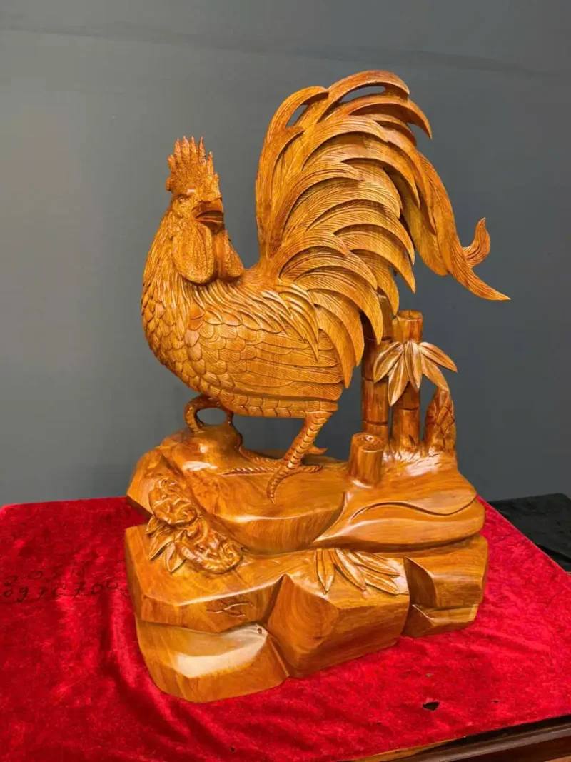 nhat-ke-kim-tien-go-huong-ta-G6168-3 Tượng Nhất Kê Kim Tiền Gỗ Hương Ta Liền Khối G6168