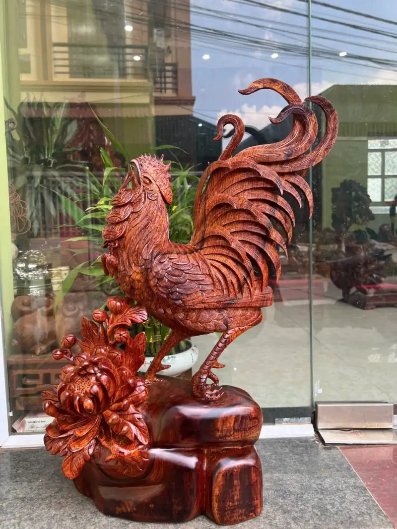nhat-ke-tai-G6330-3 Tượng Nhất Kê Tài Lộc Gỗ Cẩm Hàng Đục Kỹ Sắc Nét G6330